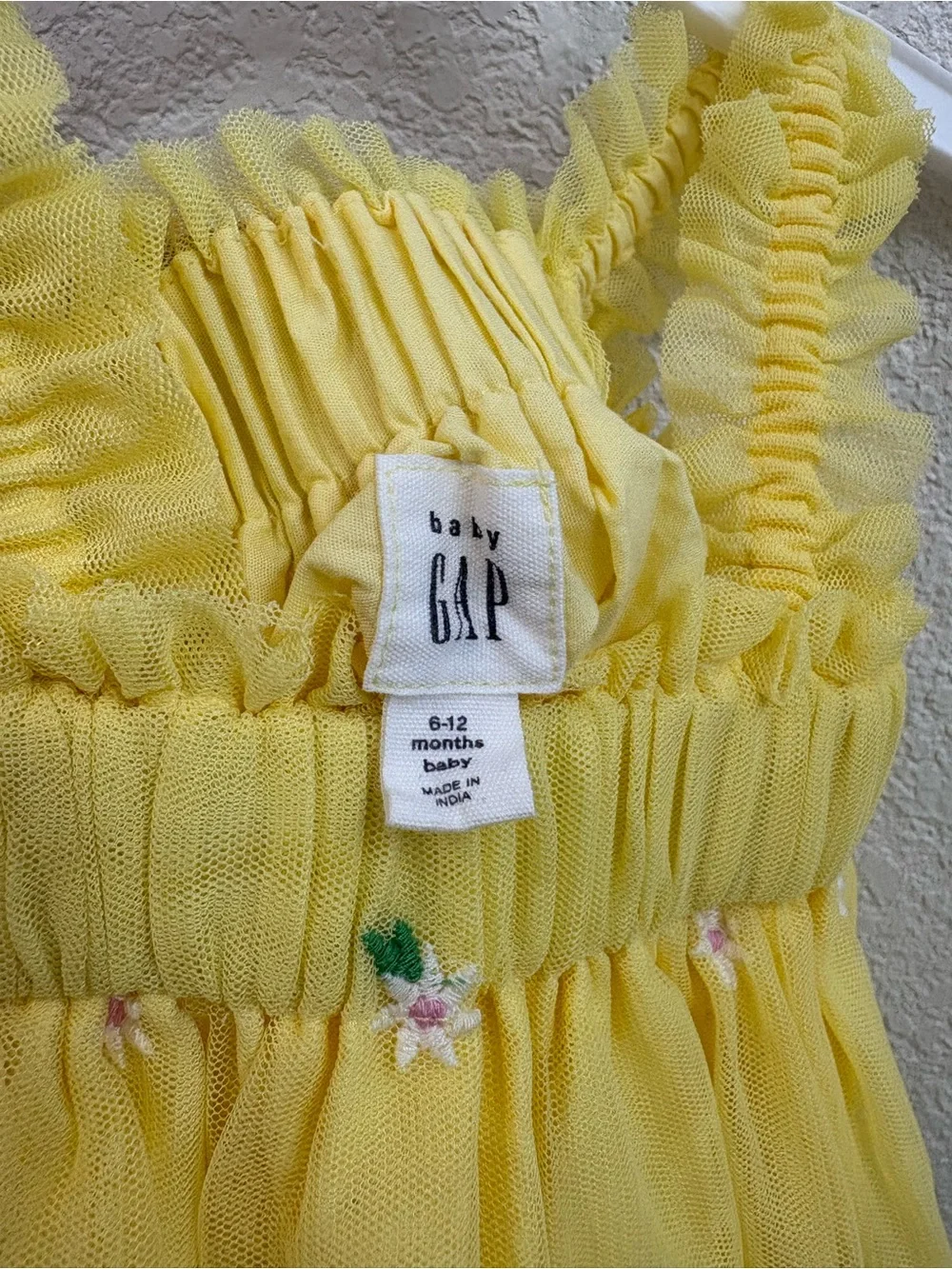 GAP Baby Yellow Ruffle Sundress with Floral Accents